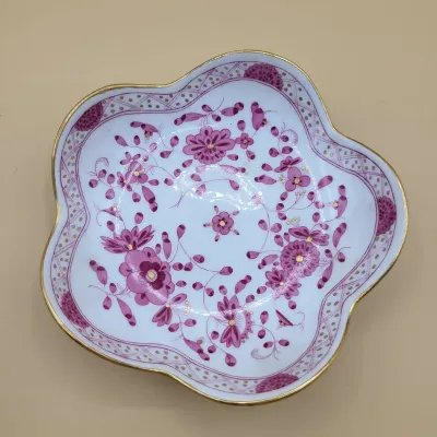 Meissen Porcelain Dish - Pink Indian Flower Pattern 