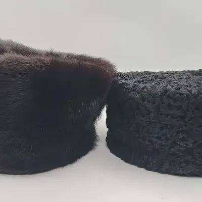 Set of 2 Vintage Fur Pillbox Hats