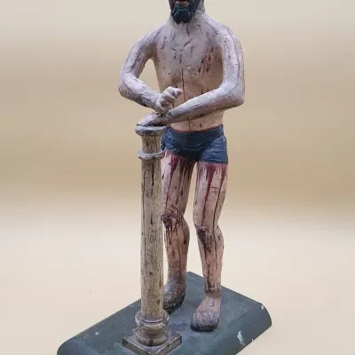 Christ at the Column - Antique Wood Carving