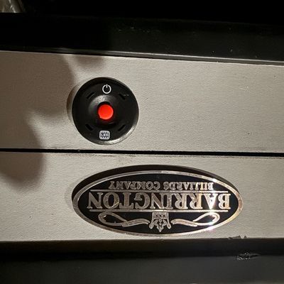 Sale Photo Thumbnail #20: Barrington Billiards Company electronic poker table component featuring a power button and illuminated red LED indicator.