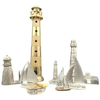 Pewter & Other Metal & Crystal Nautical Theme Trinkets