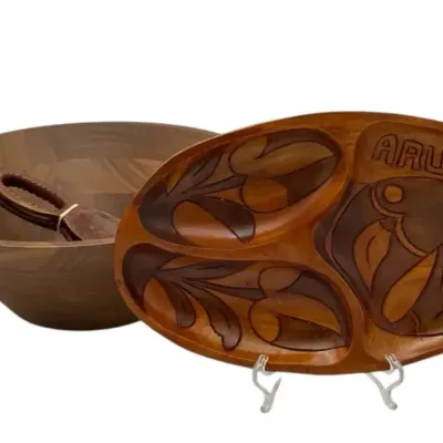 Wooden Salad Set And Serving Tray
