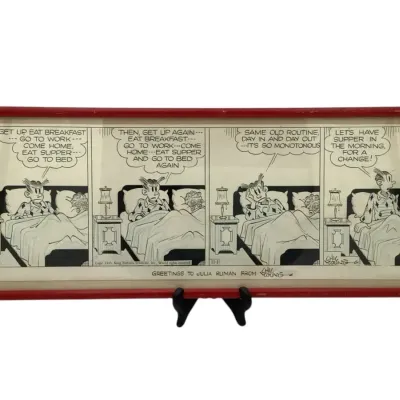 Original 1945 "Blondie" Comic Strip Signed and Inscribed By Chic Young