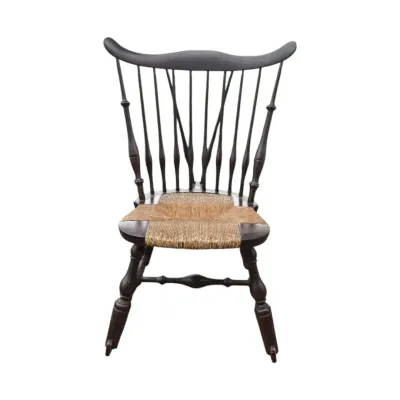 Vintage Windsor Style Wicker Rocking Chair