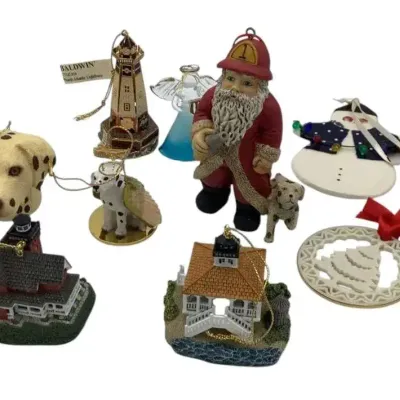 Set Of Nine Small Christmas Ornaments 