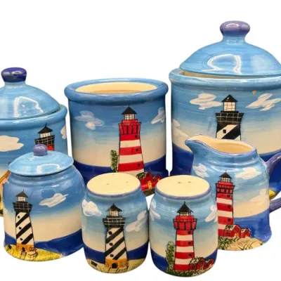 7 Piece Light House Canister And Kitchen Set