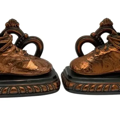 Bronze Baby Shoe Book Ends 