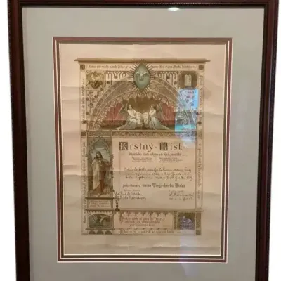 Antique Slovak Baptismal Certificate 1903