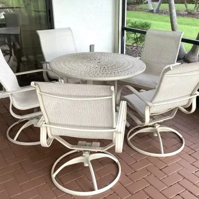 Metal Patio Table And Five Chairs
