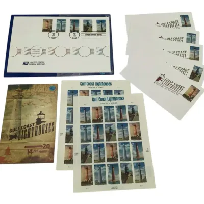 2009 Gulf Coast Lighthouses Stamps - First Day Covers, Two Sheets, And Stamped Post Cards