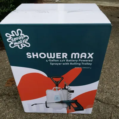 New Spray Mate Shower Max 4-Gallon Battery Powered Sprayer with Rolling Trolley