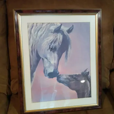 Framed Mare & Foal Horse Art Print