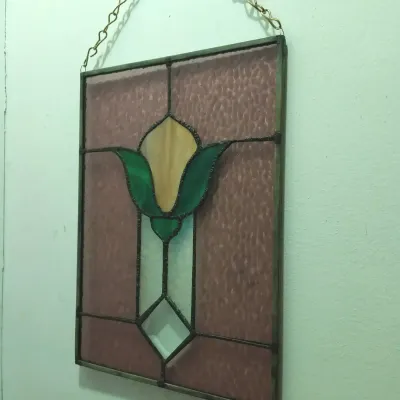 Hanging Stained Glass Floral Window Panel