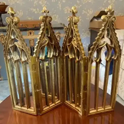 Gothic Cathedral-Style 4-Panel Folding Mirror
