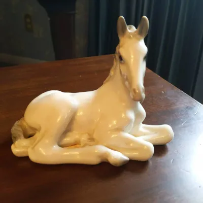Vintage Lomonosov Porcelain White Foal Figurine – USSR