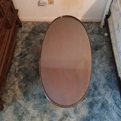 Mersman Brand Solid Wood Oblong Coffee Table With Glass Top
