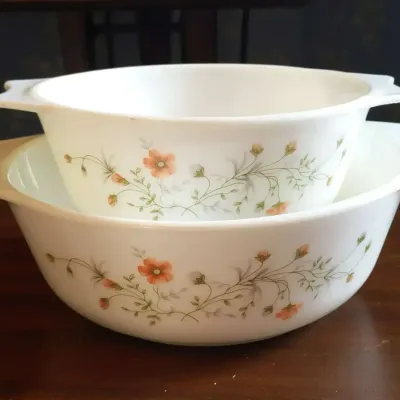 Set Of 2 Vintage Pyrex Emily Spring Casserole Bowls 