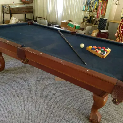 8-Foot Brunswick Pool Table with Accessories – Blue Felt