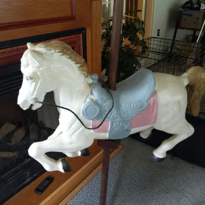 Decorative Carousel Horse on Stand – Hand-Painted Equestrian Display
