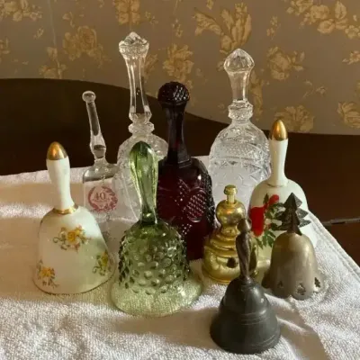 Collection of Decorative Glass, Porcelain & Metal Bells
