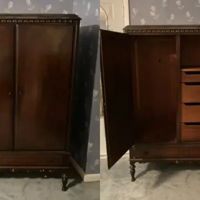 Antique (or at least Very Vintage!) Wardrobe with Interior Drawers & Ornate Trim