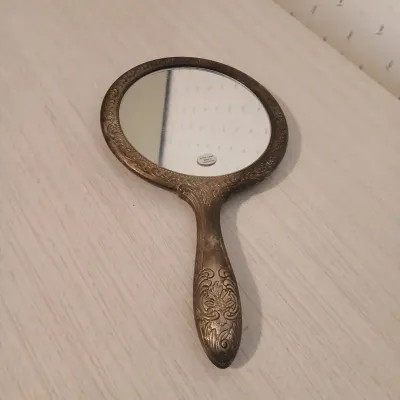 Ornate Vintage-Style Silver-Tone Hand Mirror