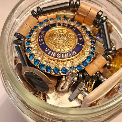 Large Jar of Mixed Vintage Costume Jewelry – Brooches, Necklaces & More