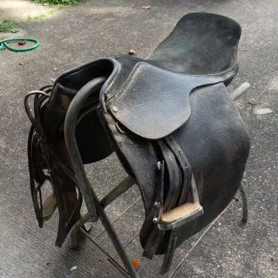 Saddle # 1 - Used Black English Saddle with Stirrups