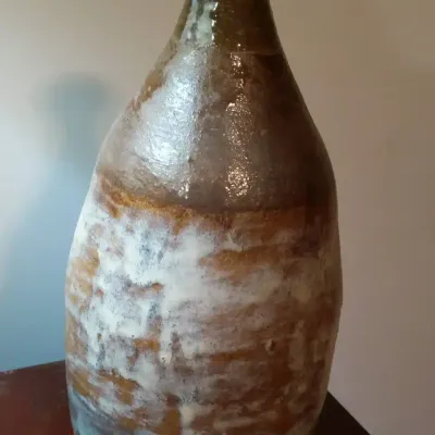 Earth-Tone Studio Pottery Vase with Rustic Glaze