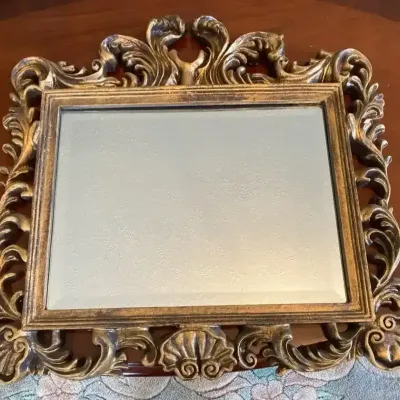 Vintage Ornate Gold-Tone Baroque Wall Mirror