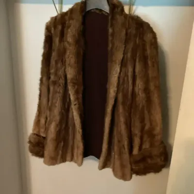 Vintage Brown Mink Fur Jacket with Satin Lining