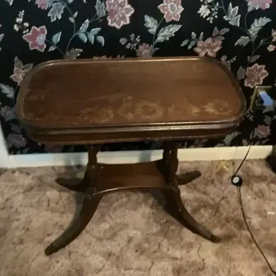 Vintage Oblong Accent Table with Pedestal Base