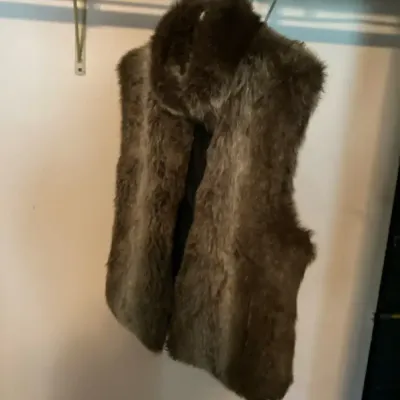 Brown Rabbit Fur Vest with Satin Lining