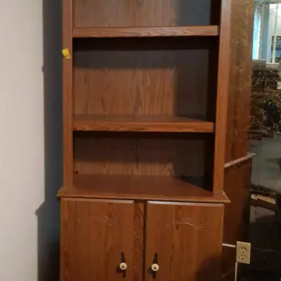 Tall Wood Bookcase with Lower Cabinet Storage