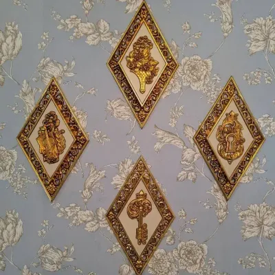 Set of 4 Vintage Homco Diamond-Shaped Wall Plaques