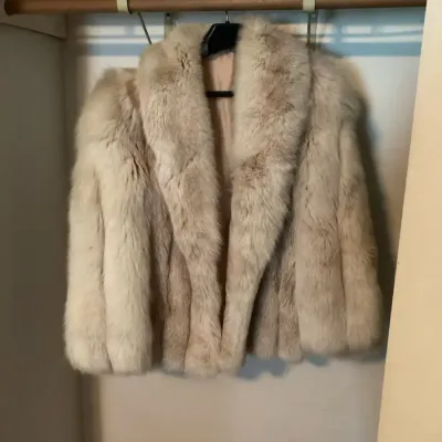 Vintage Light Fox Fur Coat with Satin Lining