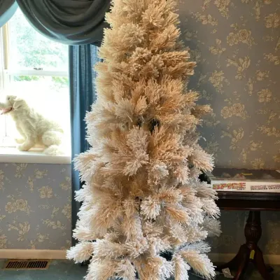 Pre-Lit Off-White Flocked Artificial Christmas Tree
