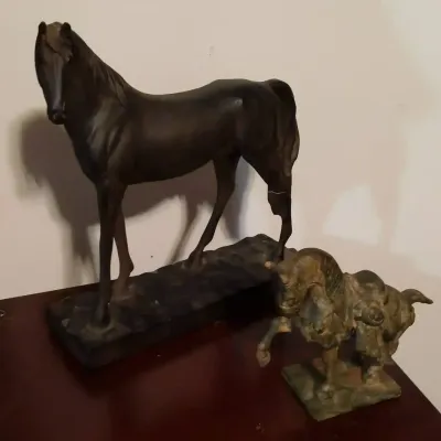 Pair of Decorative Metal Horse Sculptures