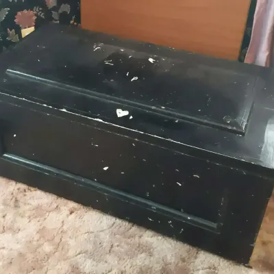 Black Wood Rolling Storage Chest