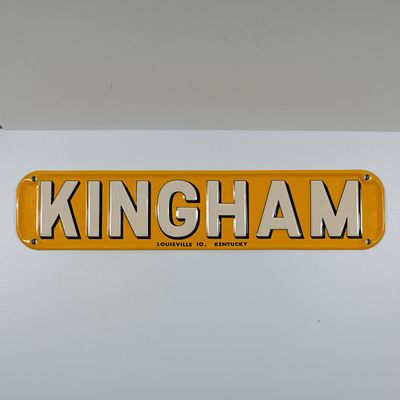 Sale Photo Thumbnail #41: Kingham Embossed Tin Sign -  Likely Kingham Trailer Company  Advertising