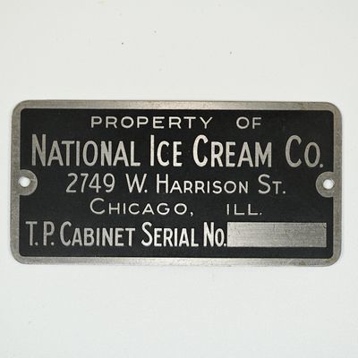 Sale Photo Thumbnail #47: National Ice Cream Co Machine Plate