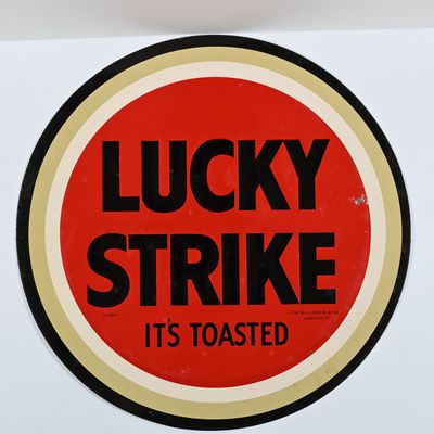 Sale Photo Thumbnail #44: Lucky Strike Cigarettes Embossed Tin Tacker