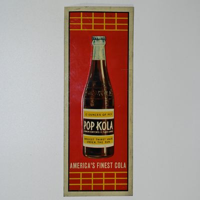 Sale Photo Thumbnail #129: Pop Kola Tin Tacker Door Push or Sign Advertising