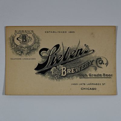 Sale Photo Thumbnail #116: Sieben's Brewery Co Chicago - Advertising Card - Lot of 2