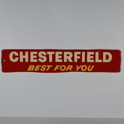 Sale Photo Thumbnail #19: Chesterfield Cigarettes Tin Shelf Strip Sign 1950s Advertising