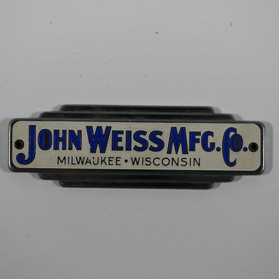 Sale Photo Thumbnail #39: John Weiss Mfg Co Milwaukee Wisconsin Machine Plate