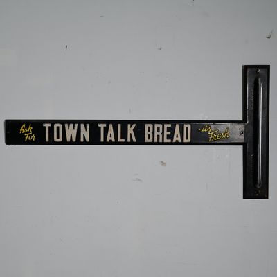 Sale Photo Thumbnail #56: Town Talk Bread Embossed 2-Piece Door Push - Pull Sign Advertising