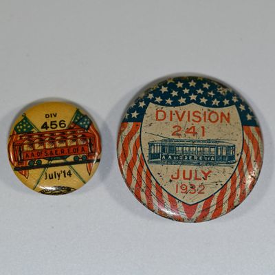 Sale Photo Thumbnail #301: Transit Workers Union Buttons - Chicago 1932 - Madison 1914 - Lot of 2