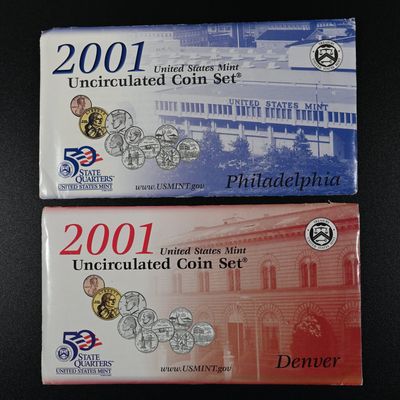 Sale Photo Thumbnail #8: 2 sets - US Mint Uncirculated Silver Coin Set 2001 - Denver & Philadelphia Mints