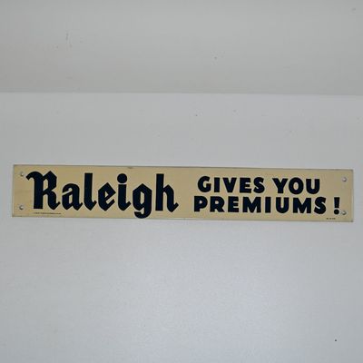 Sale Photo Thumbnail #51: Raleigh Cigarettes Gives You Premiums Shelf Strip Sign  Advertising